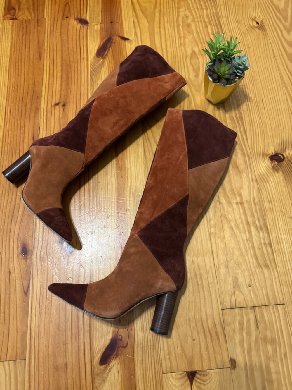 Ulla Johnson Jerri Cowhide Suede Patchwork Knee High Tall Boots Size EUR 38 US 8